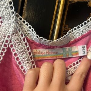 Vintage Havana Pink Lace-Trim Tank Top for Kids